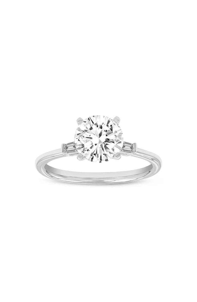 LuvMyJewelry Liora 14K White Gold Round Cut Lab Grown Diamond 3 Stone Engagement Ring - 1.6 ctw, Main, color, 14K White Gold
