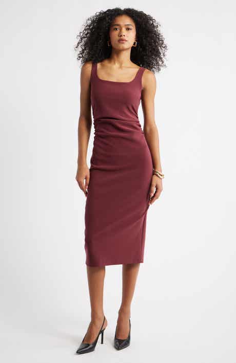 Open Edit Bonded Crepe Midi Dress