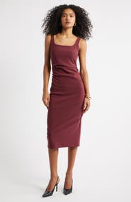 Open Edit Bonded Crepe Midi Dress