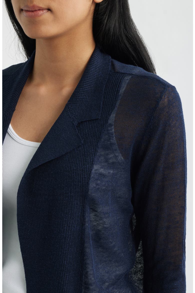 Featherknit Linen Blend Cardigan, Alternate, color, DARK INDIGO