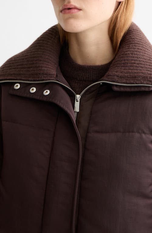 Scotch & Soda Aviator Collar Puffer Jacket In Brown