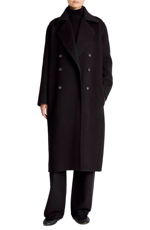 Vince Double Breasted Long Wool-blend Coat In Black