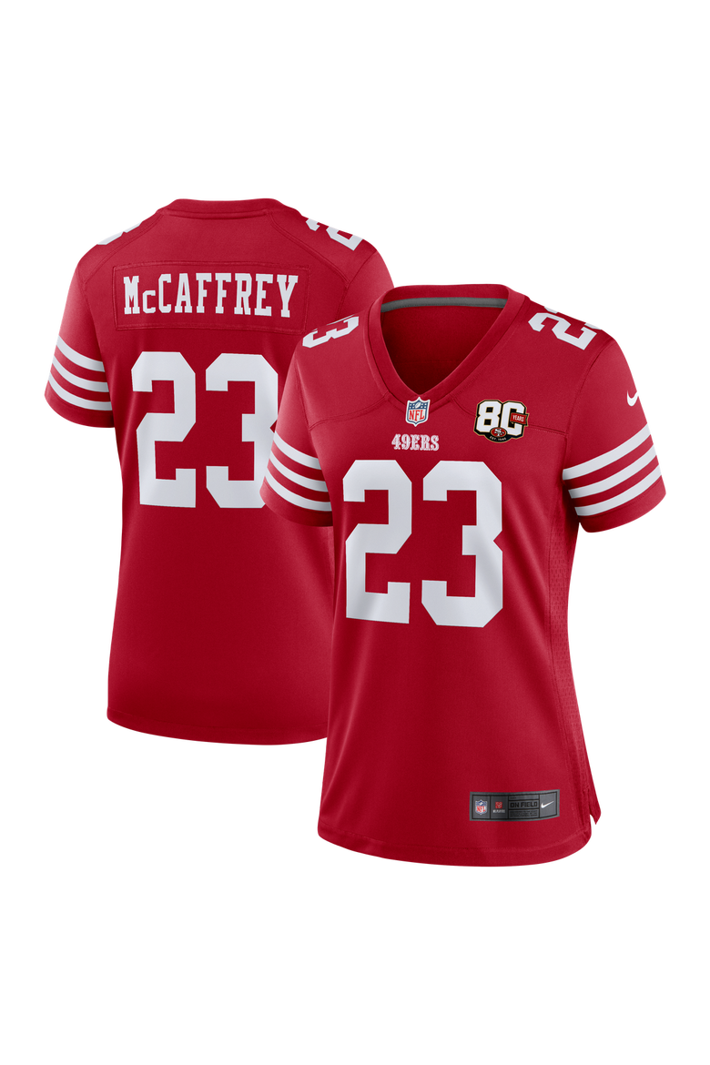 Women's Nike Christian McCaffrey Scarlet San Francisco 49ers 80th Anniversary Game Jersey, Main, color, Scarlet