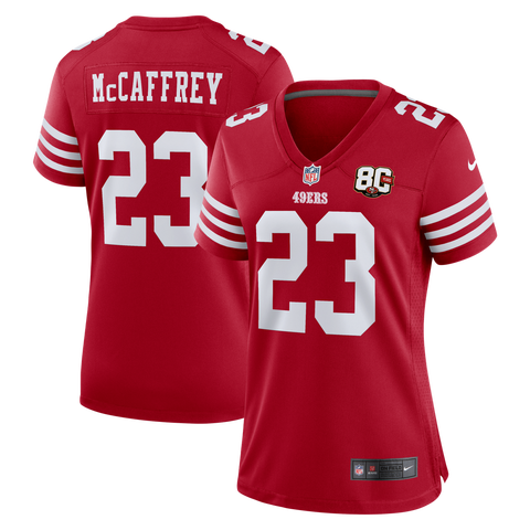 Women's Nike Christian McCaffrey Scarlet San Francisco 49ers 80th Anniversary Game Jersey