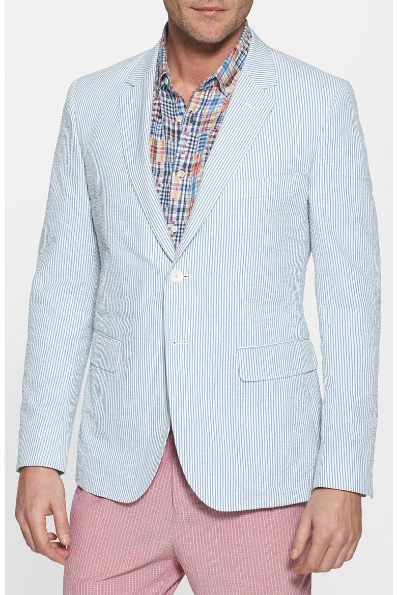 'Gravier' Trim Fit Seersucker Blazer, Alternate, color, BLUE/ WHITE SEERSUCKER