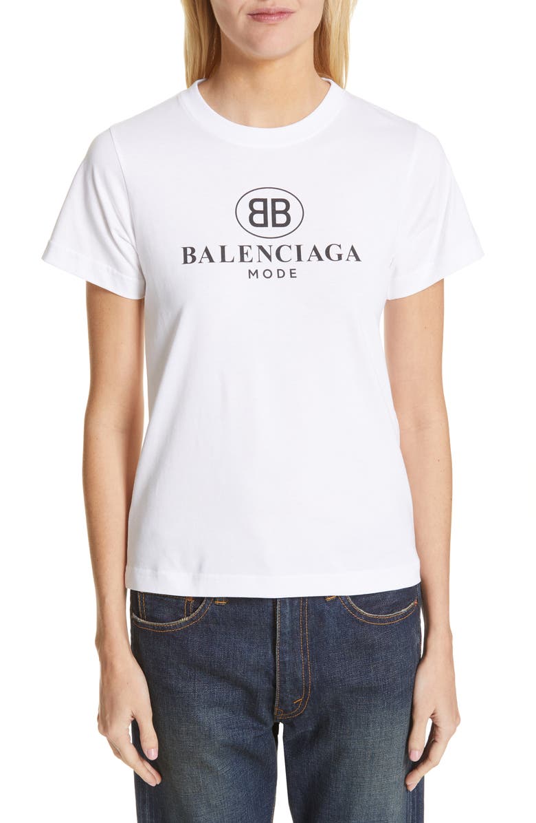 Balenciaga Double-B Logo Tee, Main, color, 