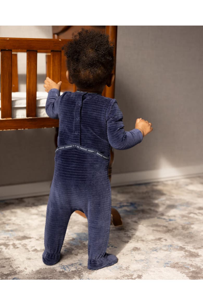 Cotton-Rich Drop-Needle Footie, Alternate, color, Navy