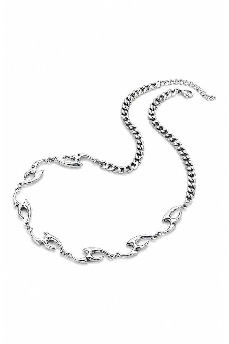 Flame Link Chain Necklace, Main, color, SILVER