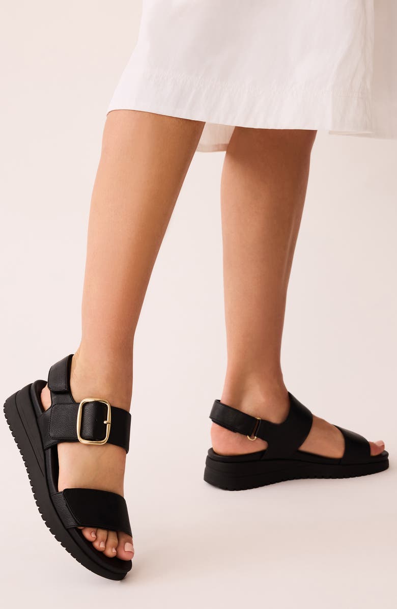 Anne Klein Evanti Ankle Strap Platform Sandal, Alternate, color, Black