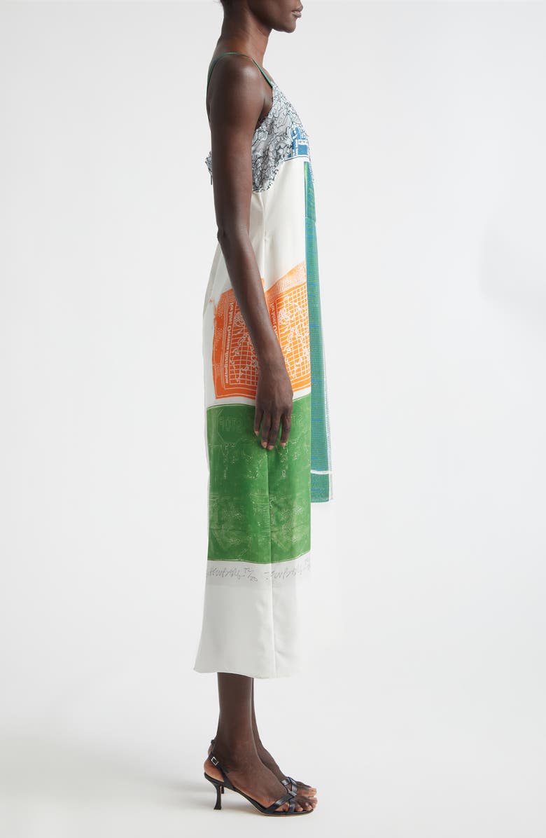 Jason Wu Collection Collage Print Lace Trim Silk Midi Dress, Alternate, color, Blue Green Multi