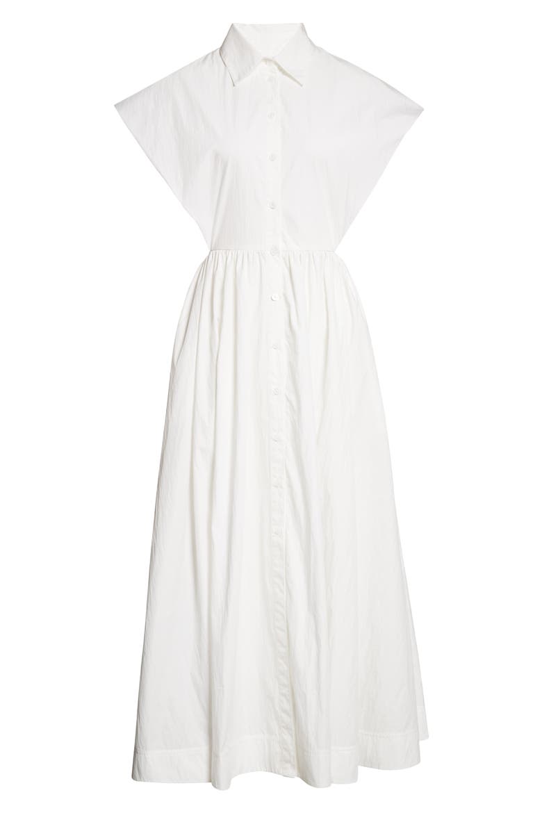 Sleeveless Cotton Blend Midi Dress, Alternate, color, 100 WHITE