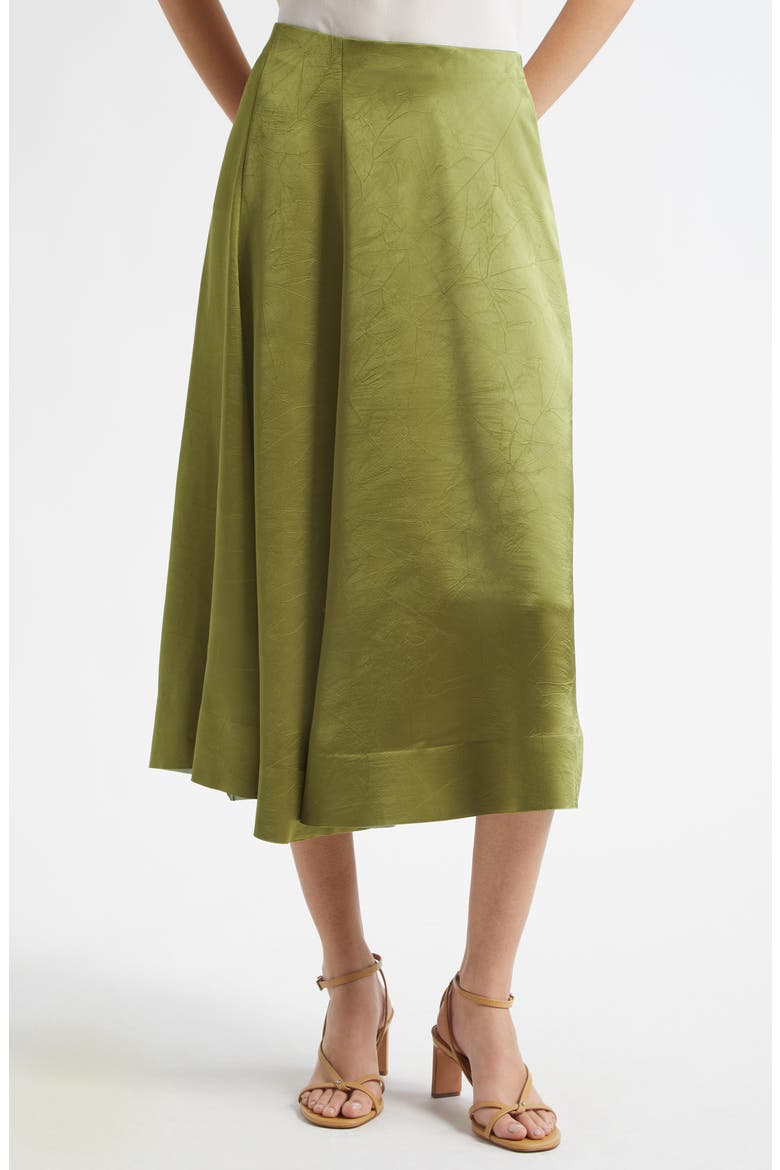 Asymmetric Pleat Satin Skirt, Alternate, color, HERBARIA