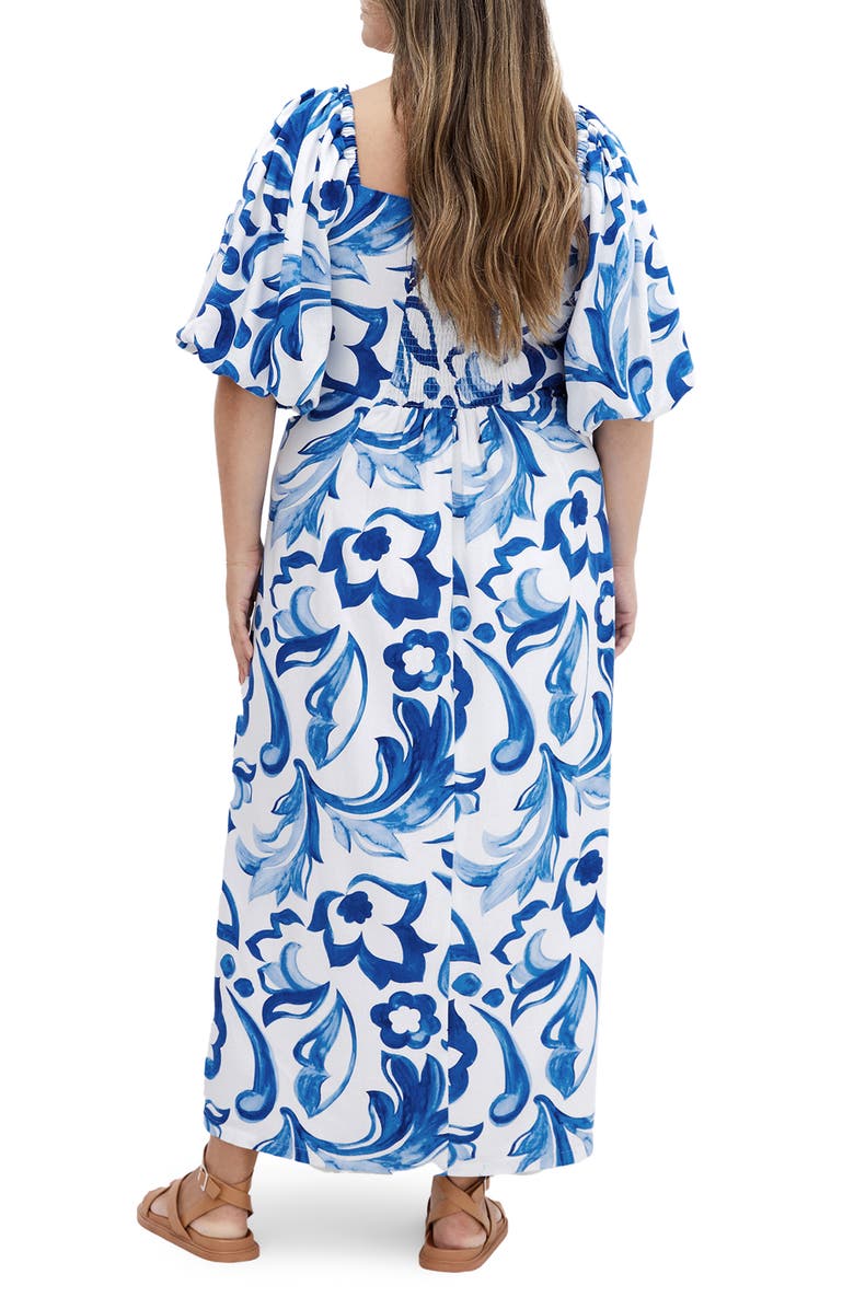 City Chic Nala Print Off the Shoulder Dress, Alternate, color, Santorini Prt