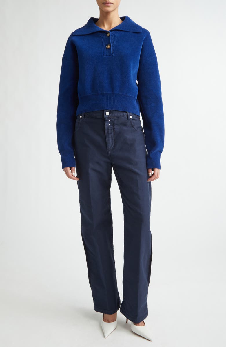 Victoria Beckham Chenille Polo Sweater, Alternate, color, Bright Navy