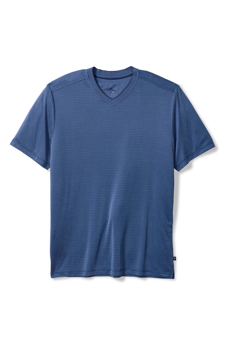 Tommy Bahama Bay Stripe V-Neck IslandZone<sup>®</sup> T-Shirt, Main, color, Bering Blue