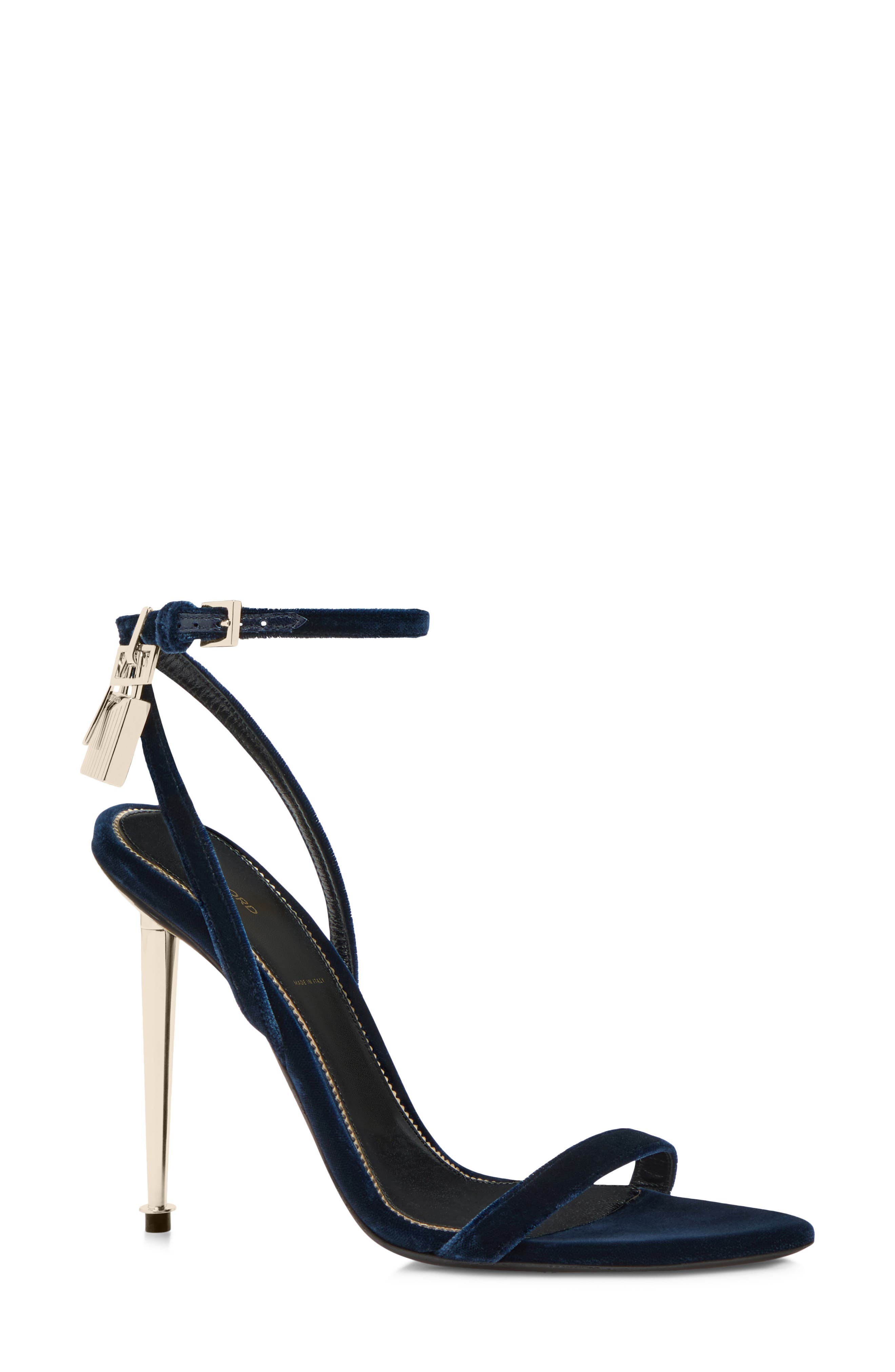 TOM FORD Padlock Ankle Strap Sandal, Main, color, Navy