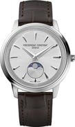 FREDERIQUE CONSTANT Classics Moneta Moon Phase Leather Strap Watch, 37mm