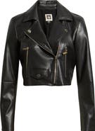 Anne Klein Faux Leather Crop Moto Jacket