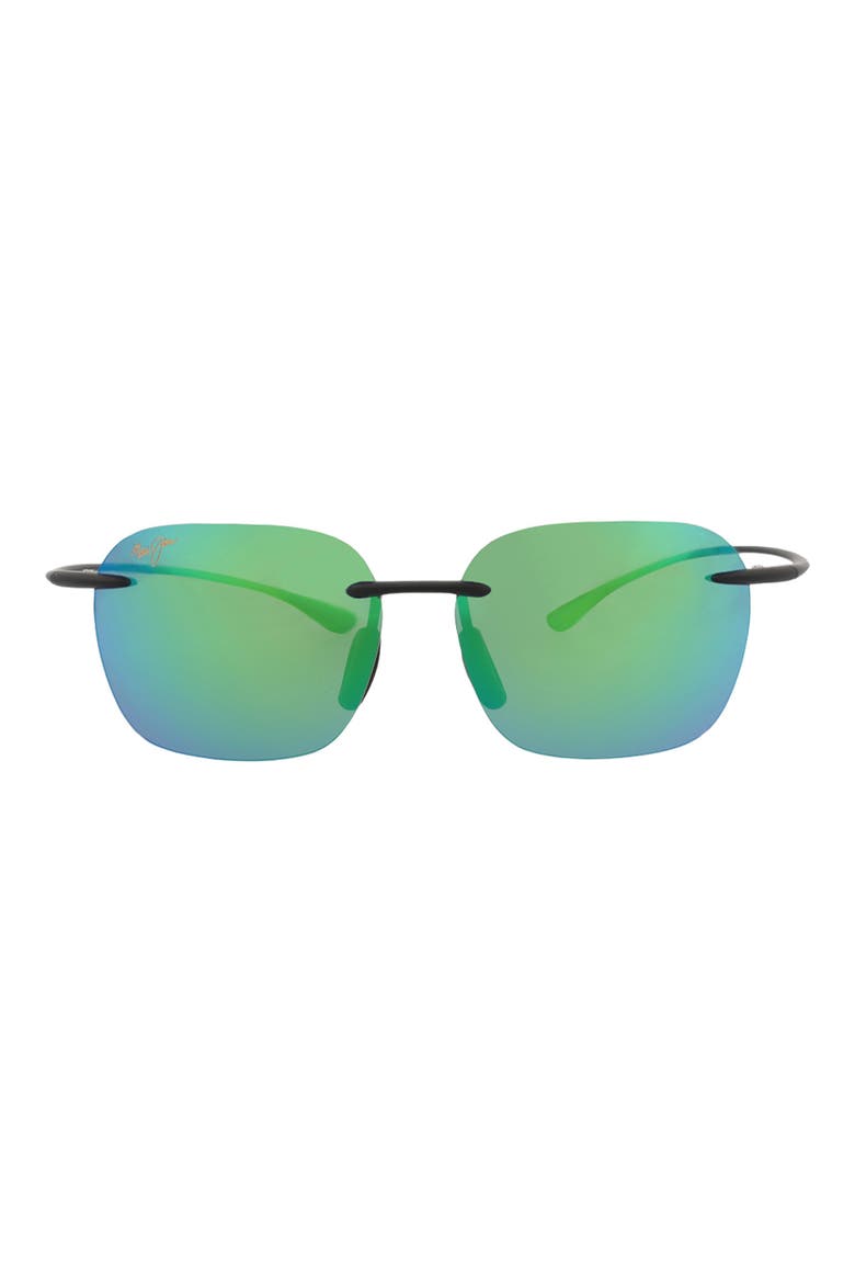 50mm Polarized Rimless Square Sunglasses, Main, color, BLACK BLACK GREEN