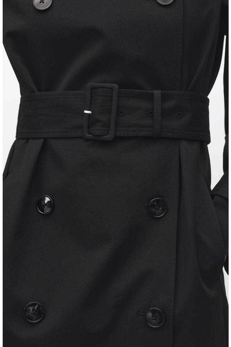 Belted Double Breasted Trench Coat, Alternate, color, BLACK