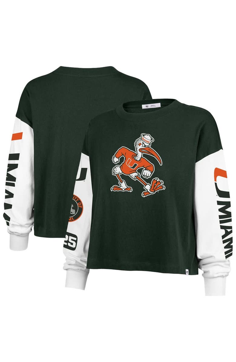 '47 Women's '47 Green Miami Hurricanes Sydney Long Sleeve T-Shirt, Alternate, color, Green