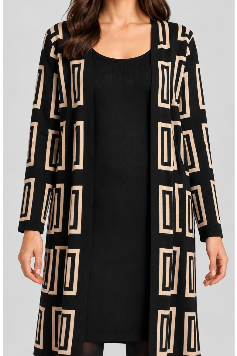 Long Sleeve Twofer Sheath Dress, Alternate, color, BLACK/ TAN PLAID