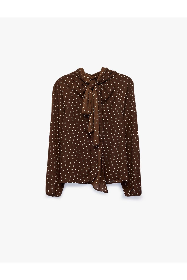 Polka Dot Chiffon Blouse, Alternate, color, BROWN DESIGN