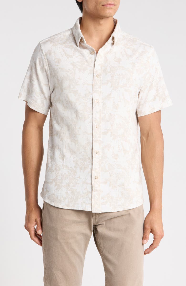 7 Diamonds Silas Short Sleeve Stretch Button-Up Shirt, Main, color, Sand