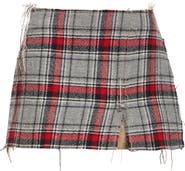 R13 Reversible Raw Cut Cotton & Virgin Wool Miniskirt