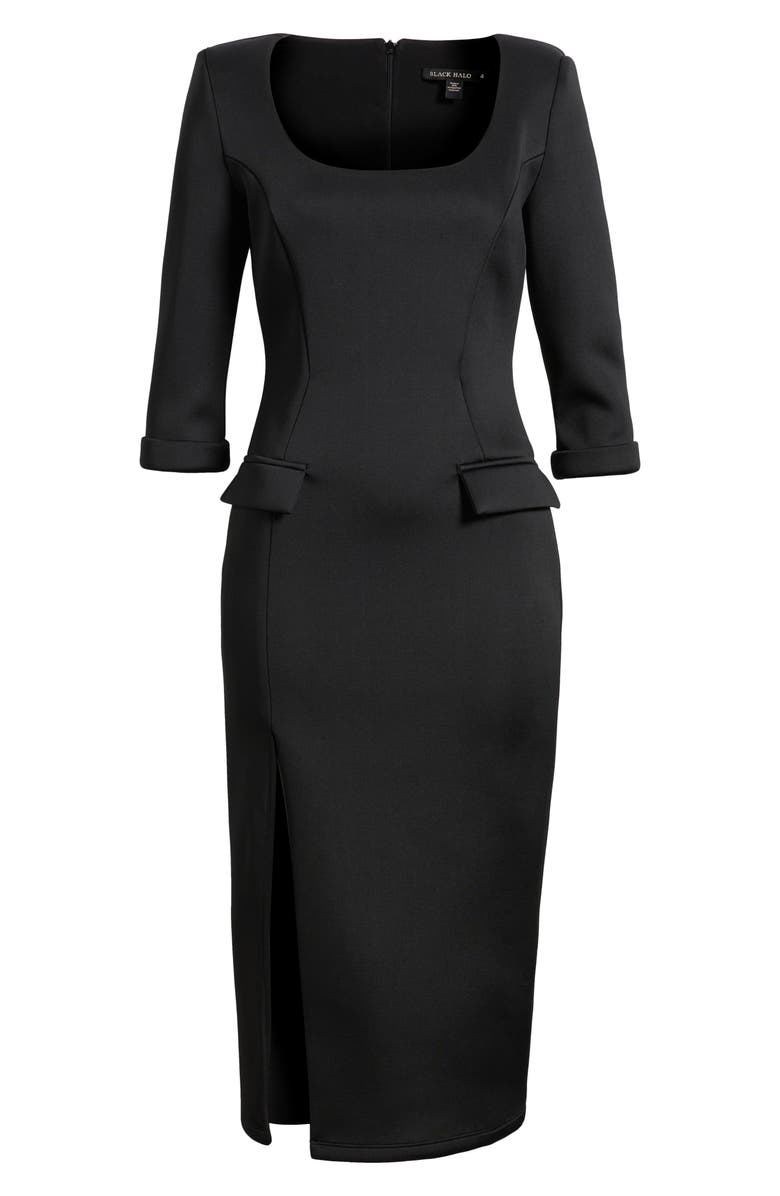 Black Halo Kismet Side Slit Midi Dress, Alternate, color,