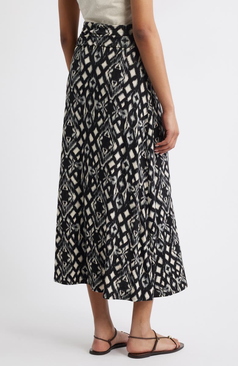 Loveappella Roll Top Ikat Maxi Skirt, Alternate, color, Black/ Grey