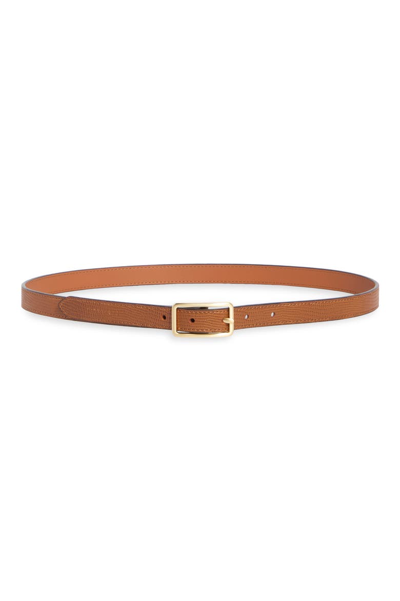 Lizard Embossed Leather Belt, Main, color, COGNAC