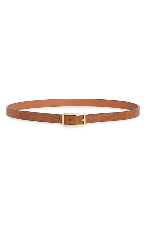 Lizard Embossed Leather Belt