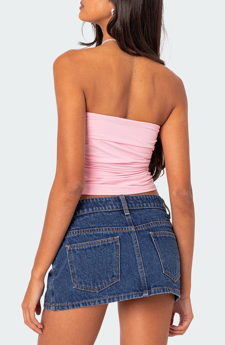 EDIKTED Isabella Ruched Strapless Tube Top, Alternate, color, Pink