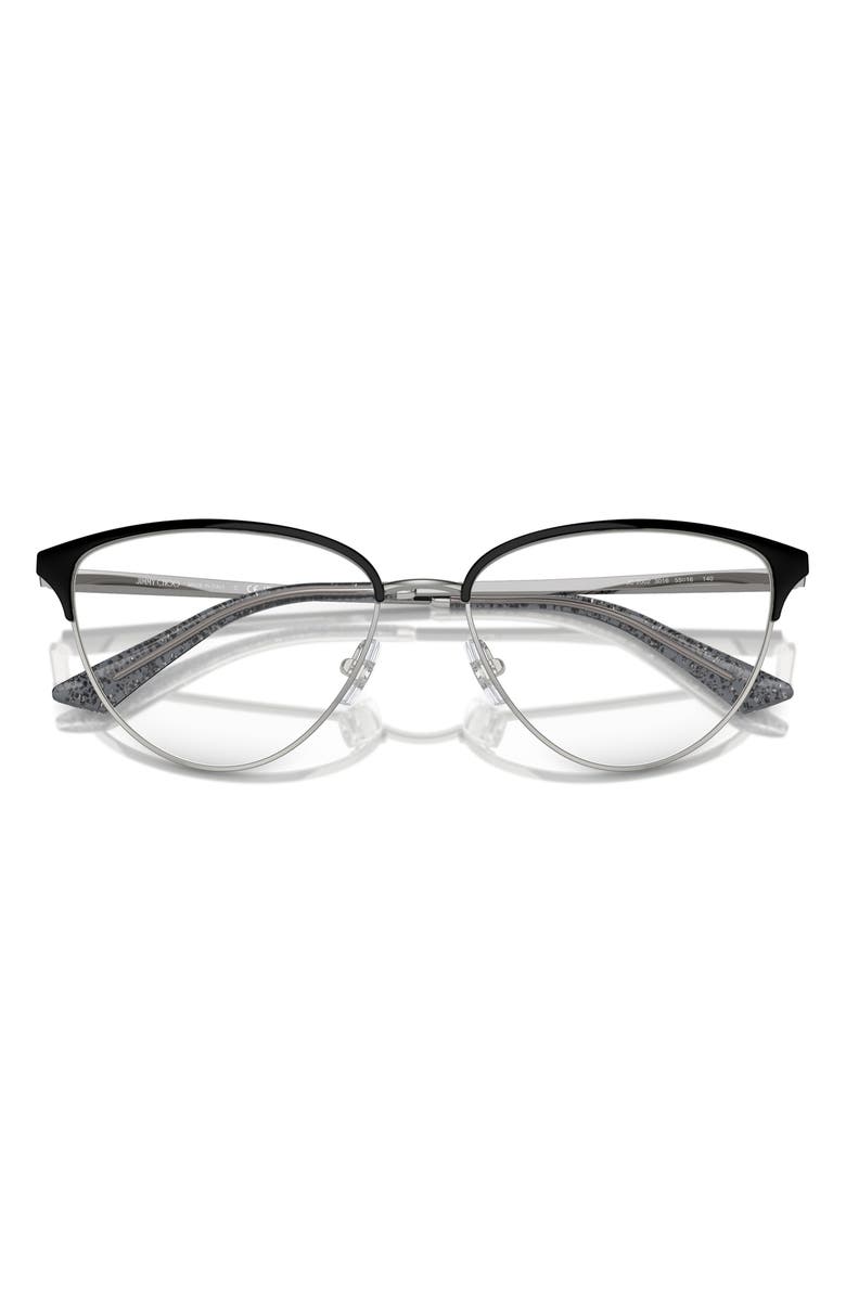Jimmy Choo 55mm Cat Eye Optical Glasses, Alternate, color, Silver/ Black / Demo Lens