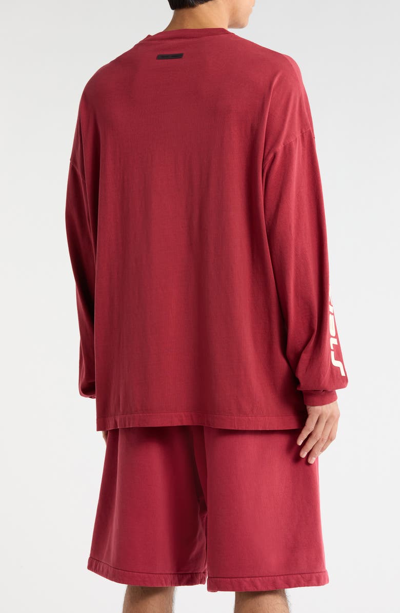 Fear of God Essentials '90s Long Sleeve Logo Graphic T-Shirt, Alternate, color, Crimson