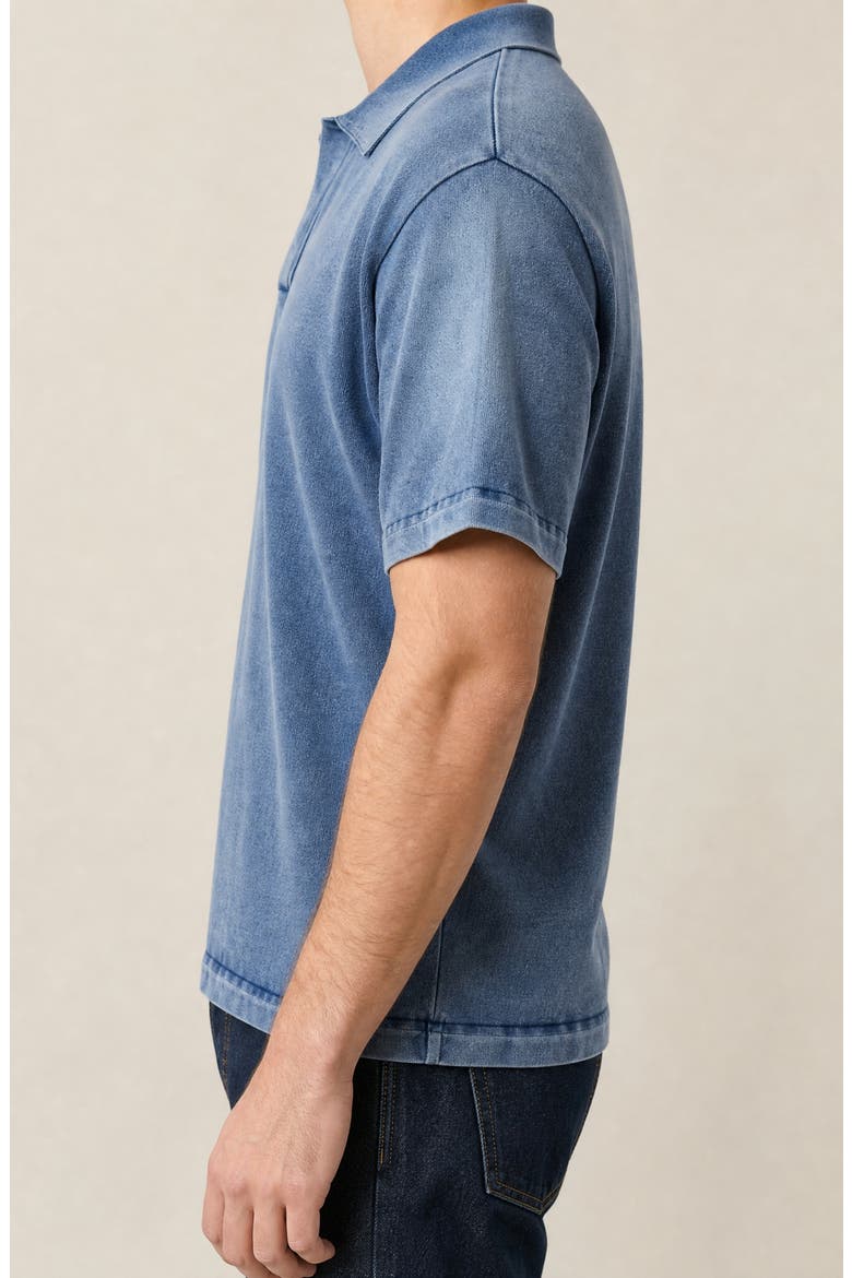 Washed Short Sleeve Polo Shirt with Chest Pocket, Alternate, color, Blue