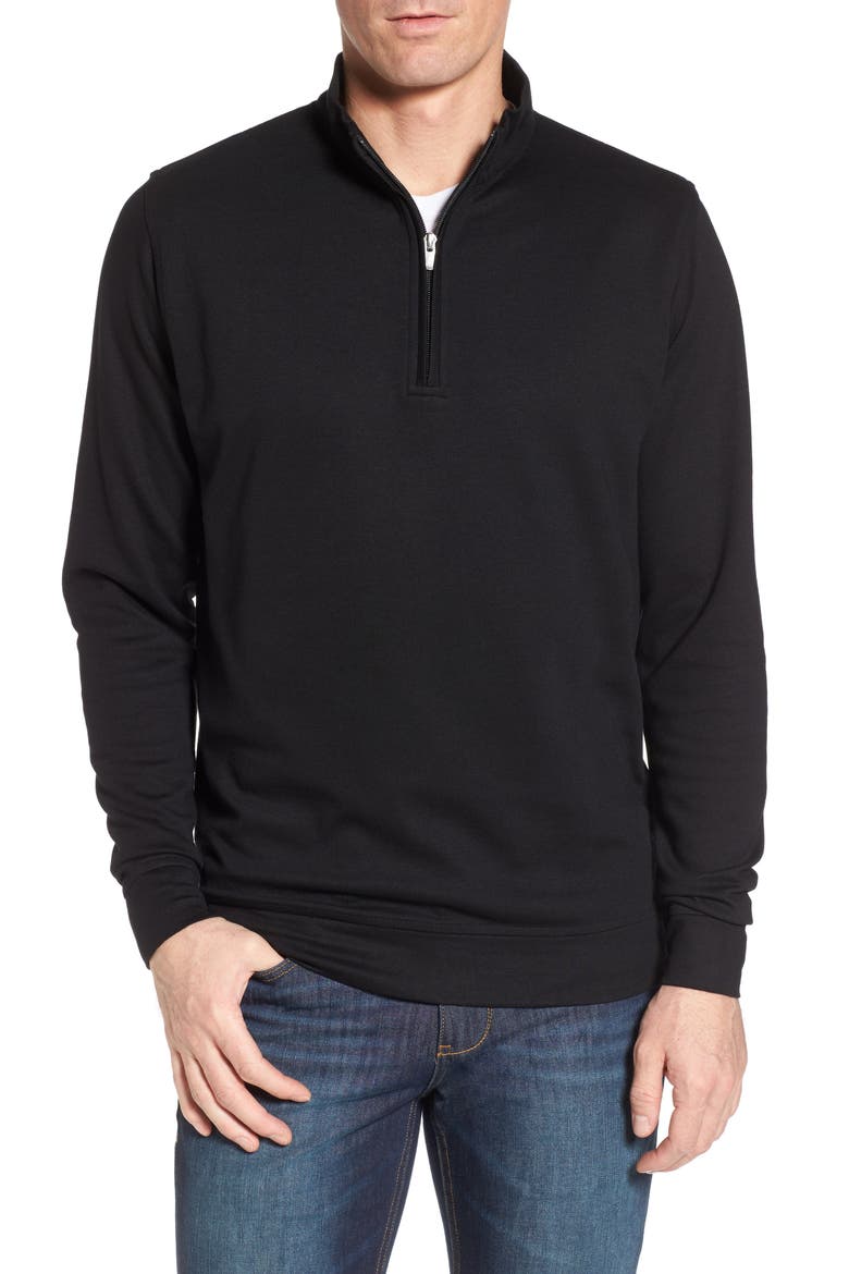 Crown Comfort Jersey Quarter Zip Pullover, Main, color, BLACK