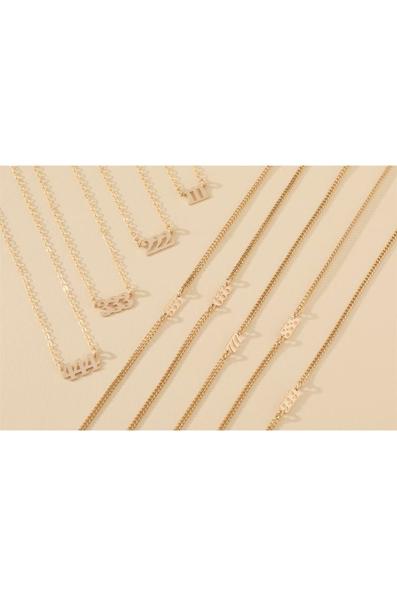 Angel Numbers Necklace, Alternate, color, Gold / 777