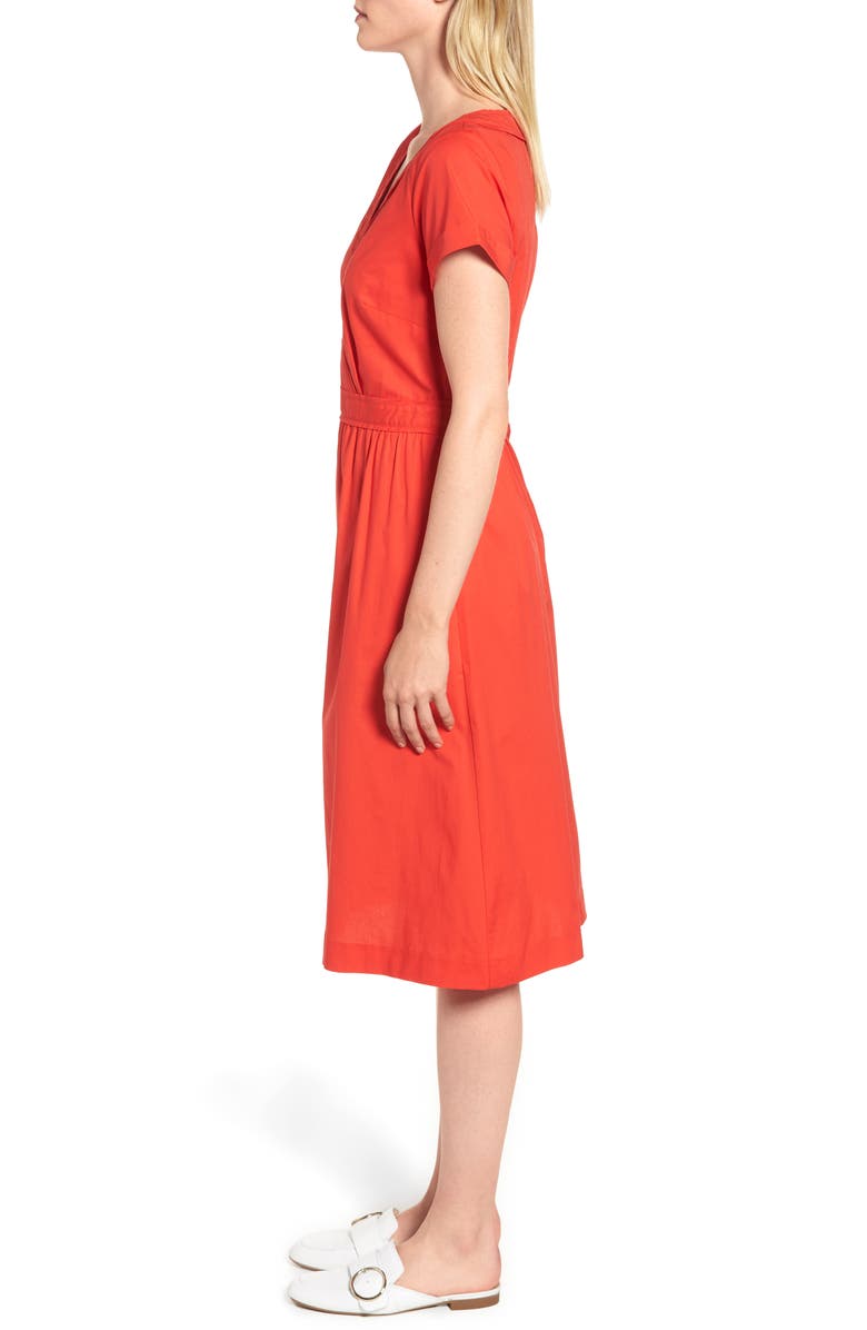 J.Crew Short-Sleeve V-Neck Midi Dress, Alternate, color,