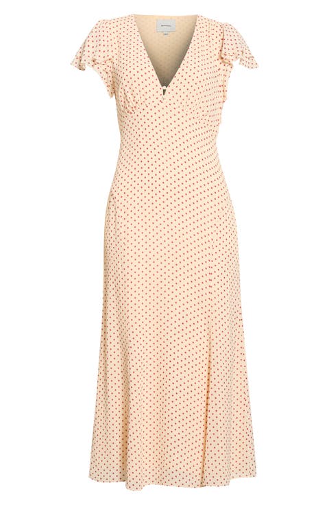 Frost Dot Flutter Sleeve Maxi Dress