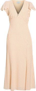 Reformation Frost Dot Flutter Sleeve Maxi Dress