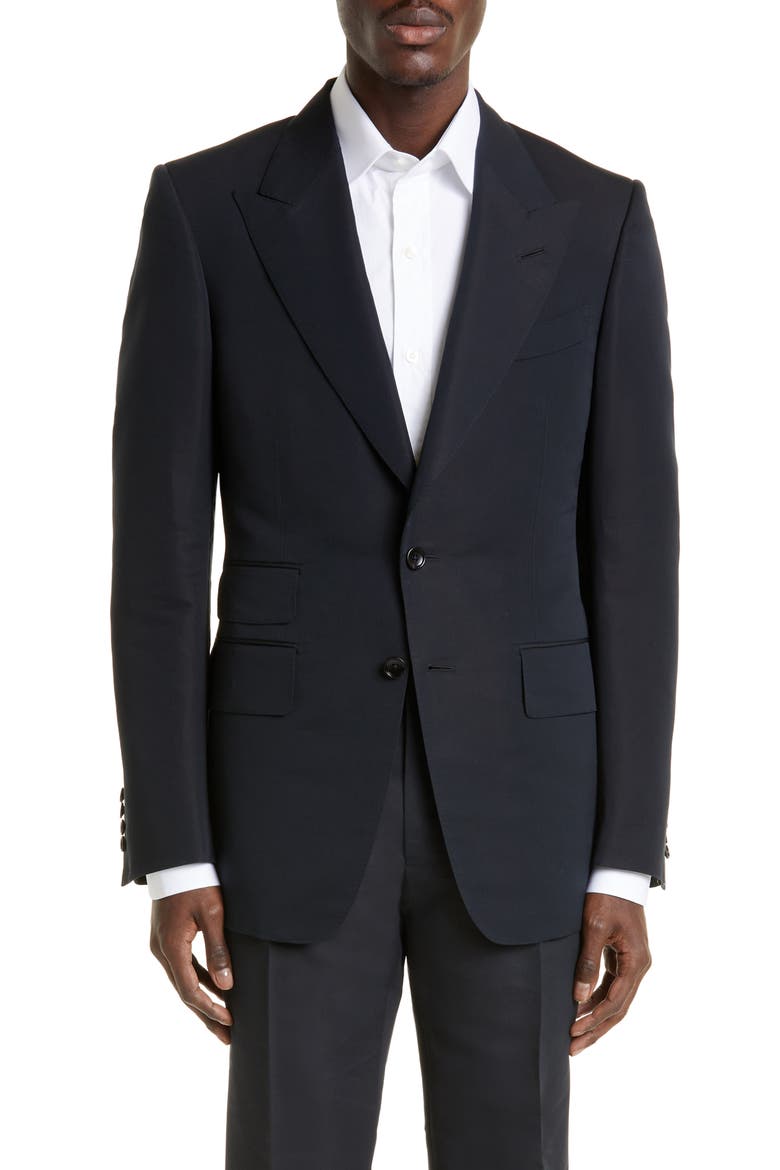 Shelton Cotton & Silk Poplin Tuxedo Jacket, Main, color, BLACK