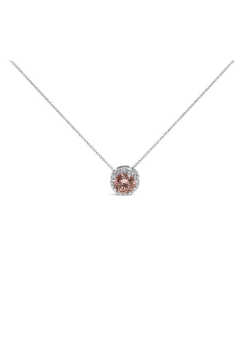 14K White Gold 2 3/8 Cttw Lab Grown Pink Diamond Solitaire Halo Pendant Necklace, Main, color, White