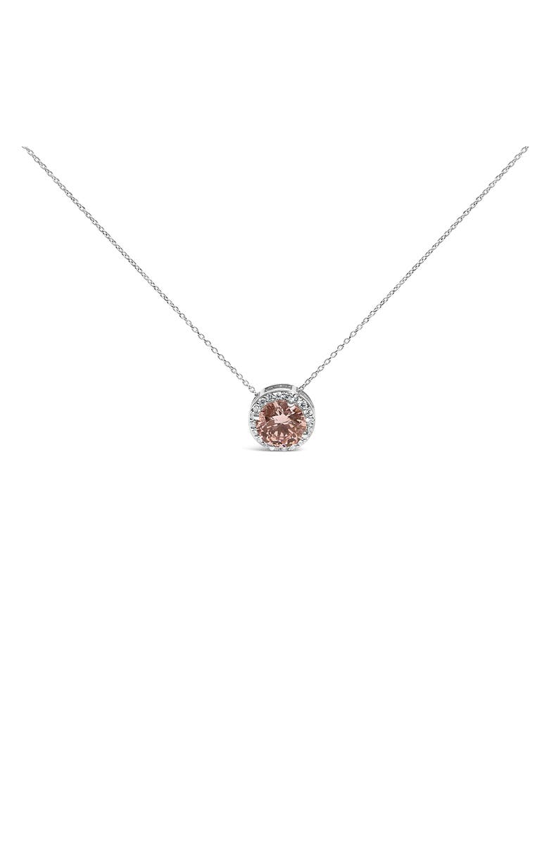 Haus of Brilliance 14K White Gold 2 3/8 Cttw Lab Grown Pink Diamond Solitaire Halo Pendant Necklace, Main, color, White