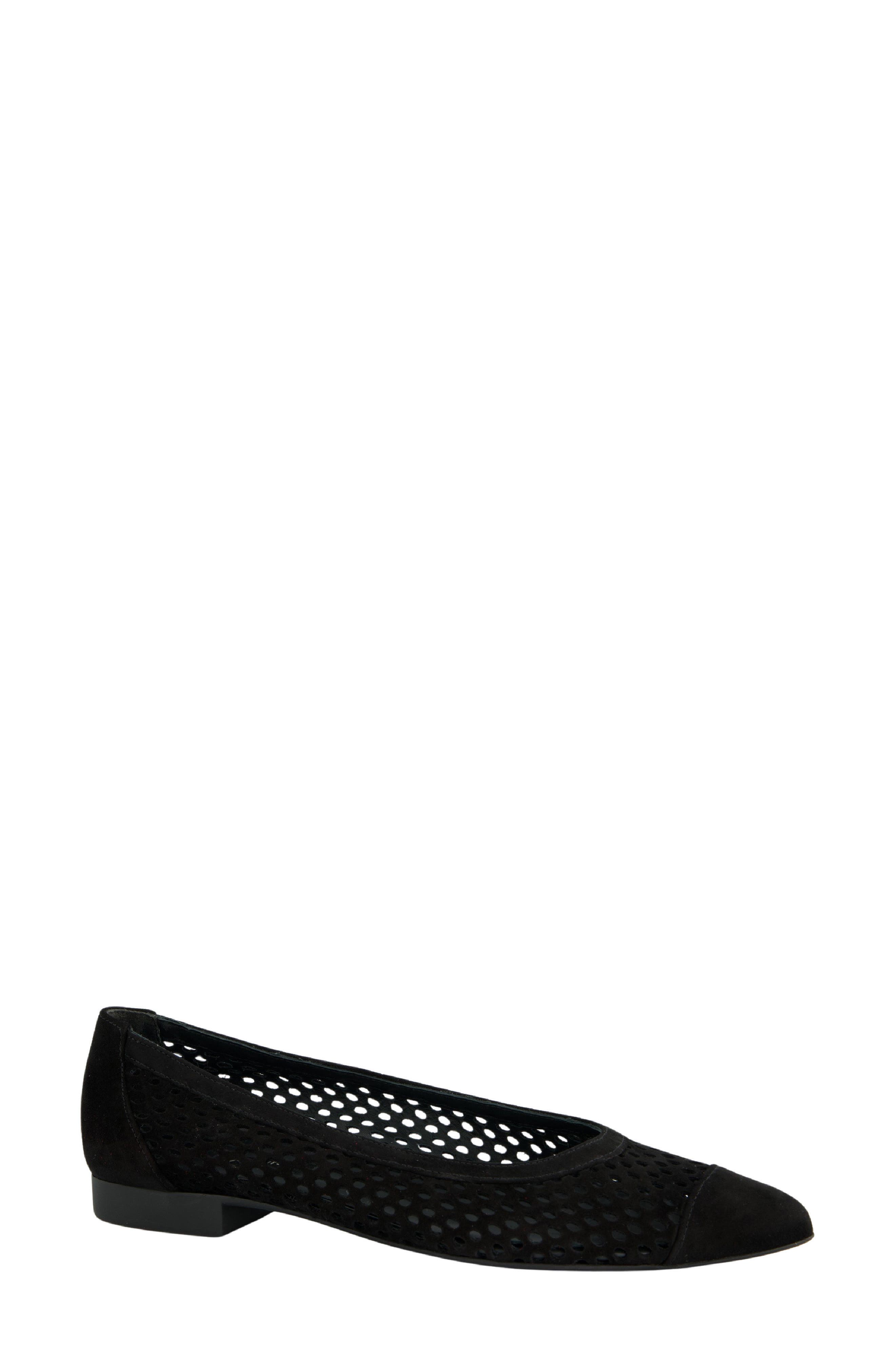 Paul Green Deanna Pointed Cap Toe Flat, Main, color, Black Suede