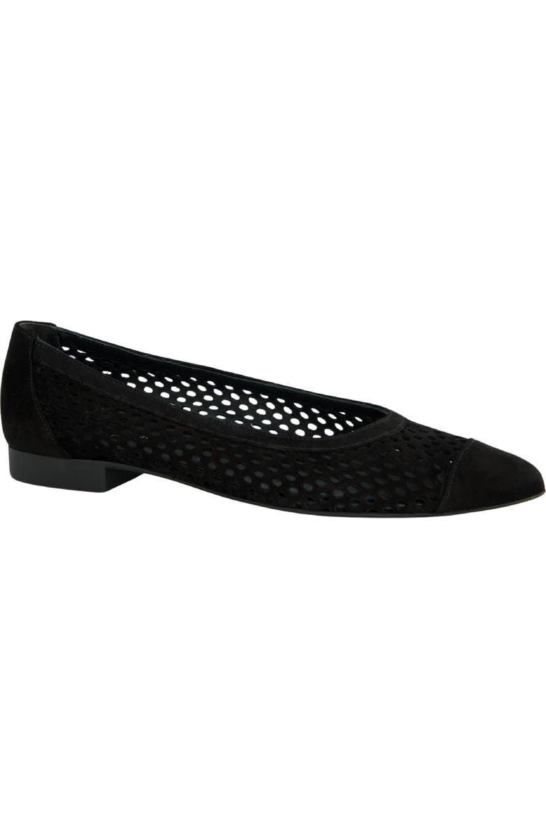 Paul Green Deanna Pointed Cap Toe Flat, Main, color, Black Suede
