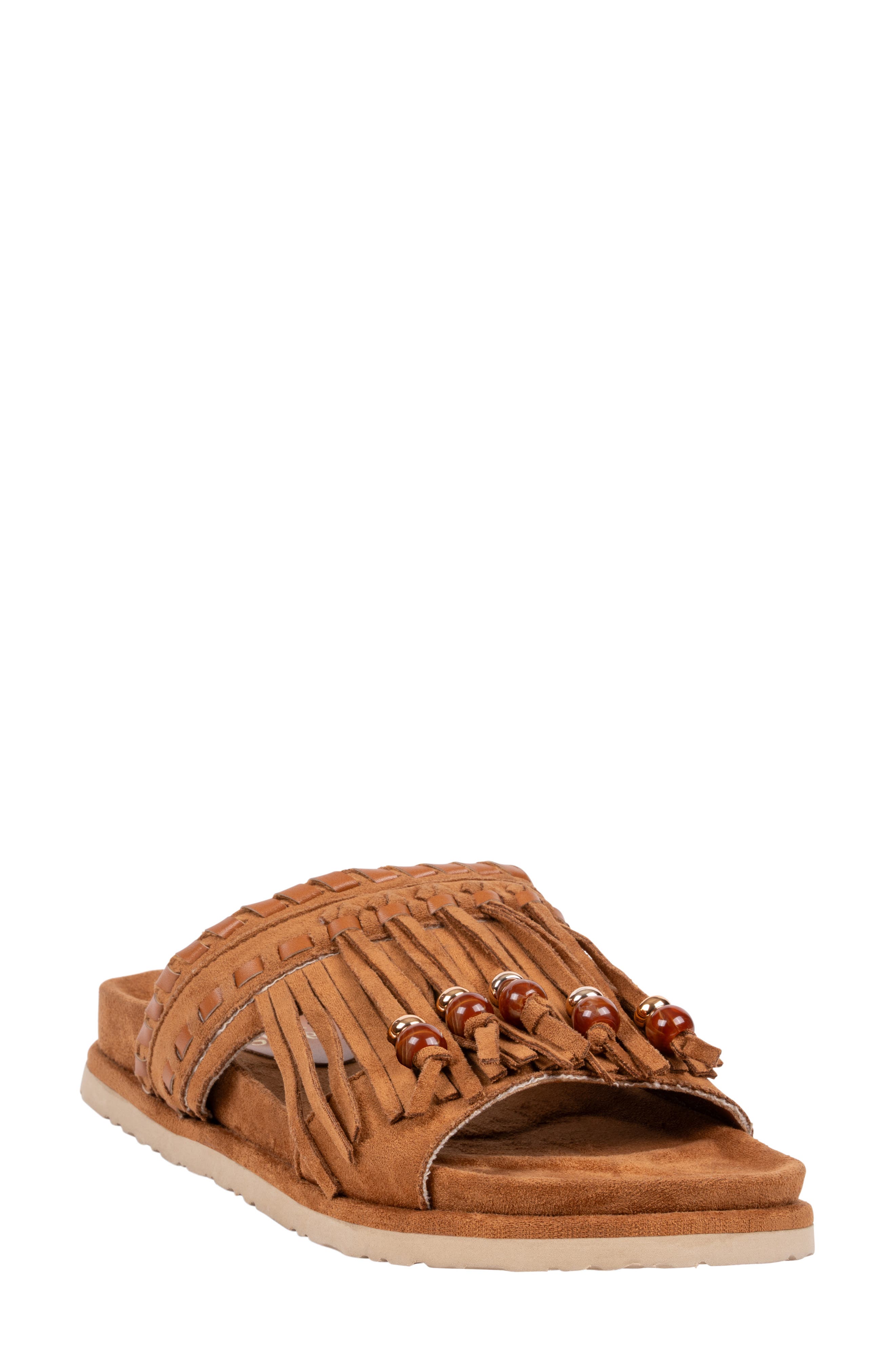 Catori Tassel Slide Sandal, Main, color, TAN