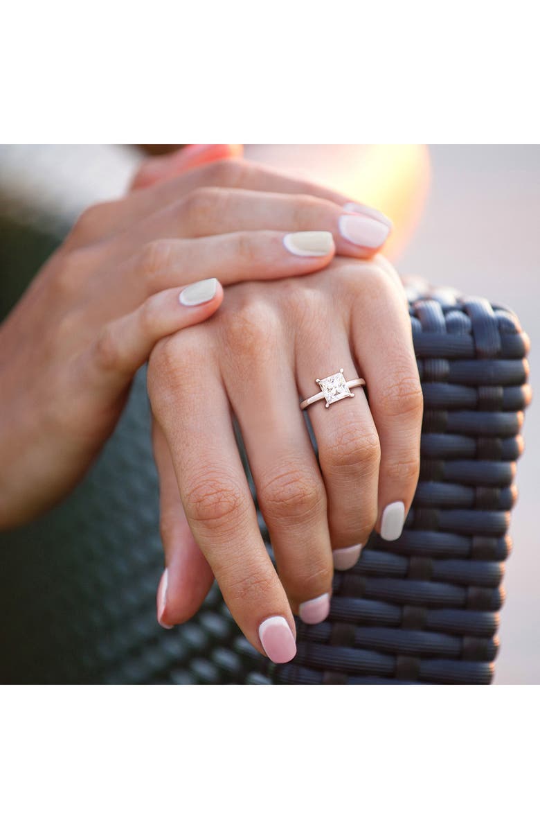 DELMAR Sterling Silver Princess Cut Created Moissanite Engagement Ring, Alternate, color, Silver