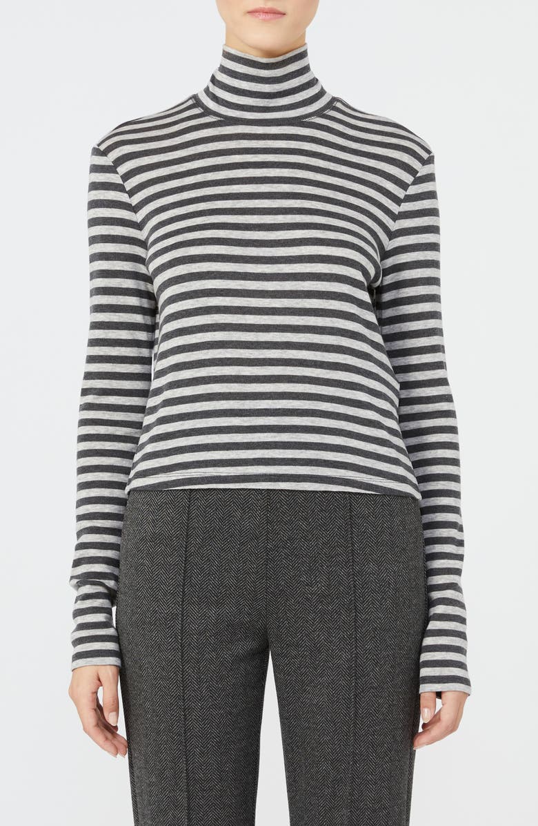 MM by Max Mara Blasy Stripe Mock Neck Top, Main, color, Dark Grey